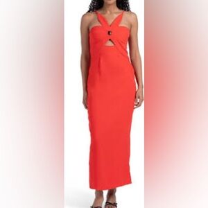 Torn by Ronny Kobo Red Twist Front Maxi Dress